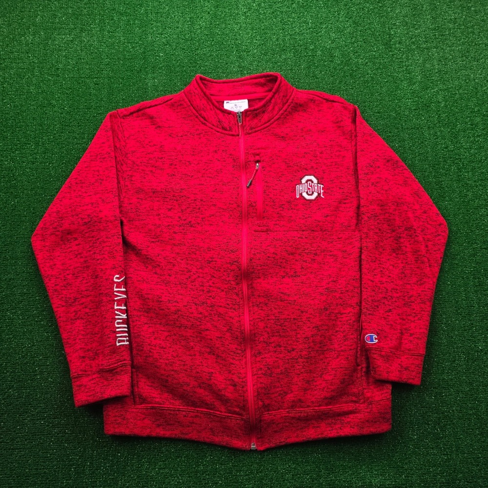 Ohio State Buckeyes Champion Jacket Mens XL Red Fleece Full Zip NCAA College